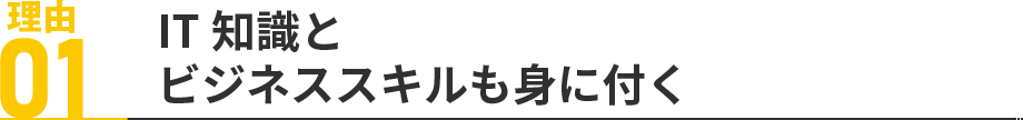 理由01：IT知識とビジネススキルも身に付く