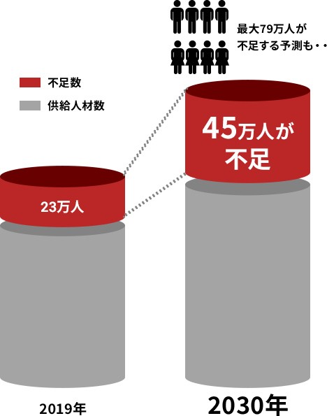 IT人材の不足予想グラフ