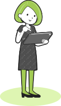 タブレットを見る女性イラスト