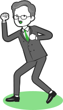 スマホを見て喜ぶ男性イラスト
